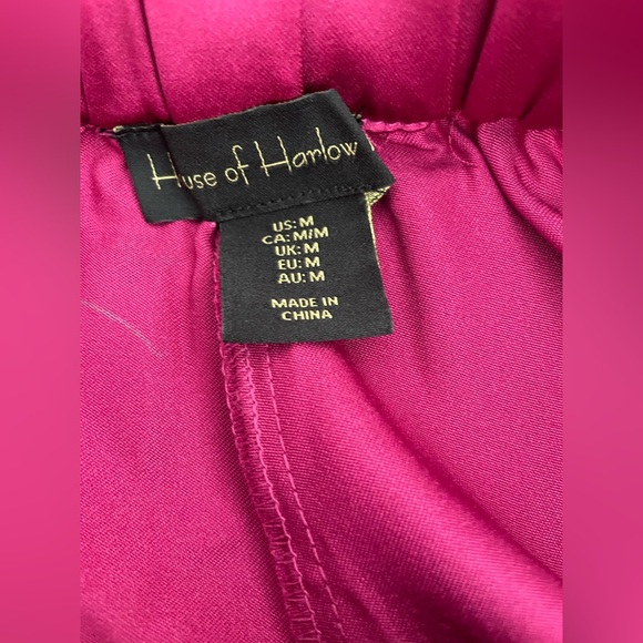 House of Harlow 1960 Magenta High Waisted Satin Trousers Size Medium - Picture 4 of 10